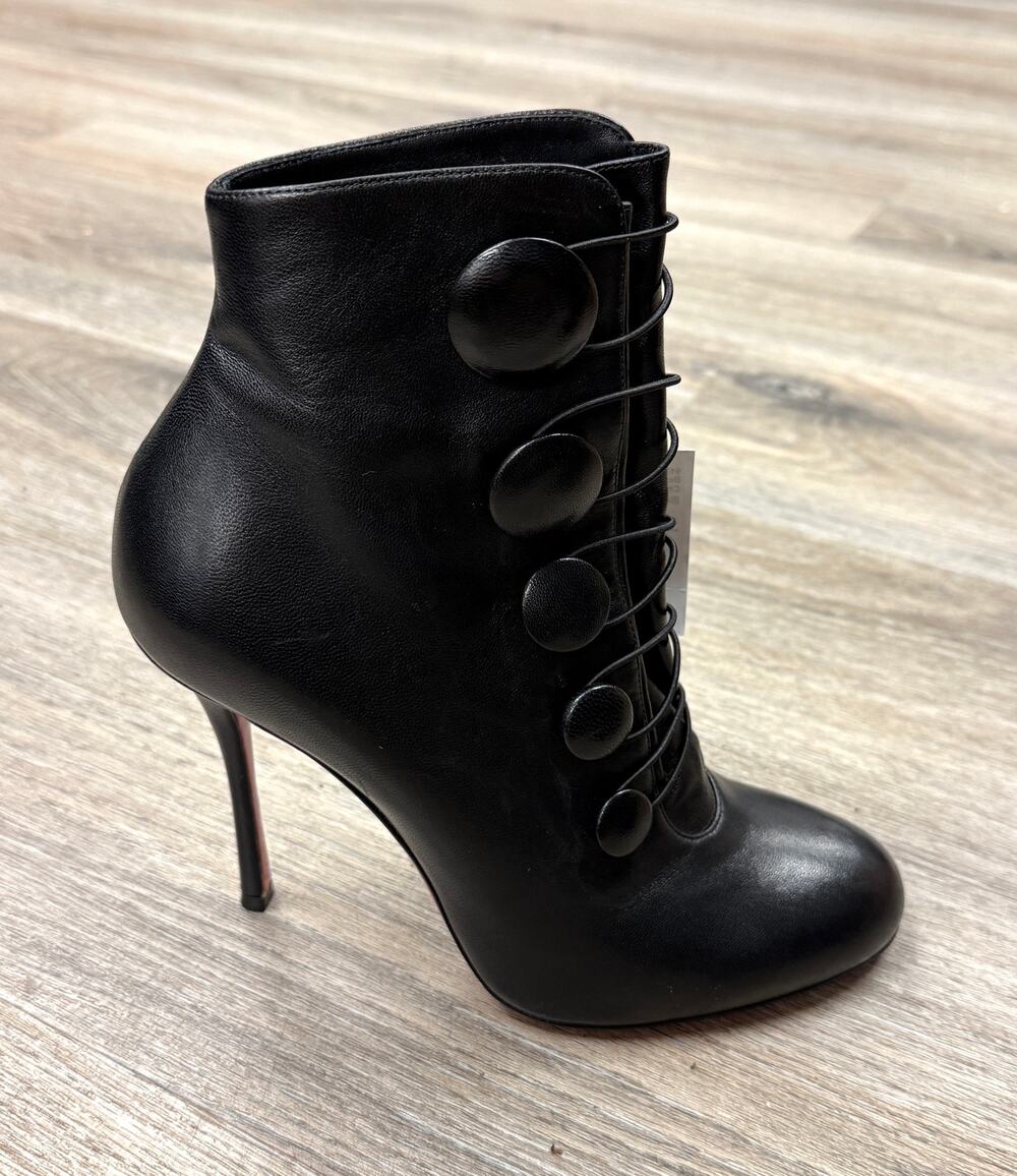 Christian Louboutin Booties Booton 100B Black Nappa Leather Boots w/Box Sz. 39
